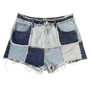 Wild Fable Denim Patchwork High Rise Cut Off Denim Shorts